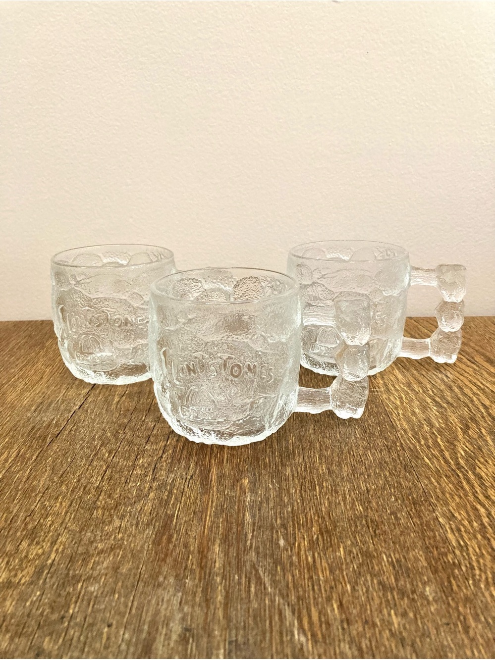 Vintage 1993 McDonald’s Flintstones Rocky Road Glass Mugs Set of 3